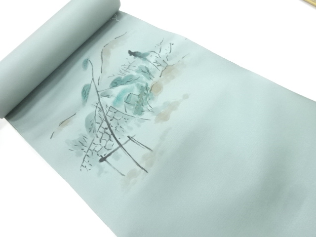 アンティーク　風景模様織出し名古屋帯地反物